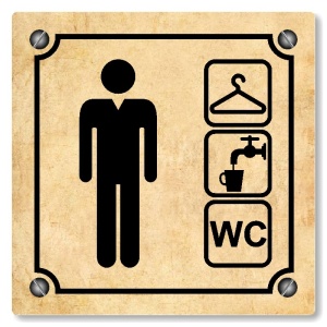 Šatna muži, wc, 80x80mm, pergamen, Kansas